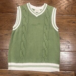 Childrens Place Green White Sweater Vest 5-6 Boys‎